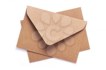 cardboard postal envelope isolated on white background