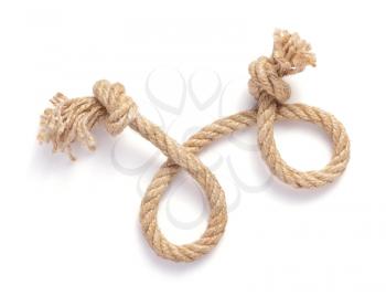 ship rope isolated on white background, top view