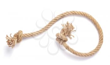 ship rope isolated on white background, top view
