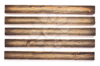 aged wooden board, beam or bars isolated on white background