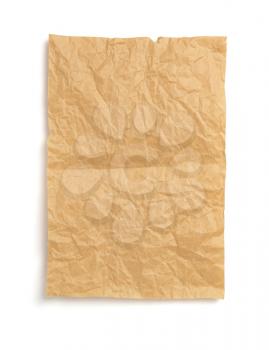 wrinkled paper isolated at white background