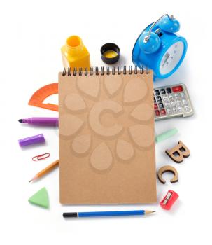 school supplies isolated at white background