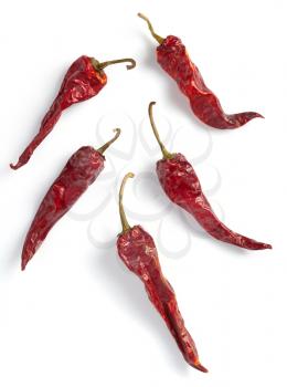 dried pepper chili isolated on white background