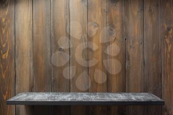 wooden shelf at plank background texture wall