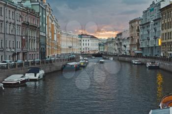 Griboedov Canal Embankment, view from Nevsky Avenue party in the city of St. Petersburg.
