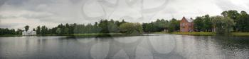 Panoramic view on the Admiralty in Catherine Park in Tsarskoye Selo about the city of St. Petersburg, Russia.