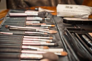 Professional set for a make-up. Brushes.