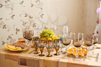 Beautifully decorated table with dishes.