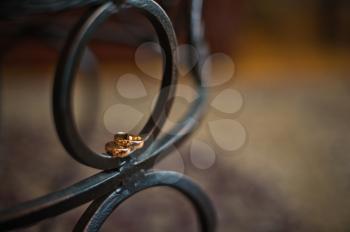 Wedding rings on a shod fence.