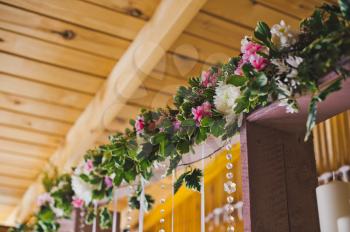 Festive hall with flowers.