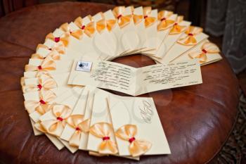 Ready invitations to wedding before sending on addressees.
