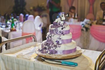 Purple wedding cake.