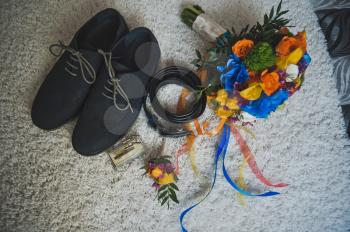 Accessories of the groom at the wedding.