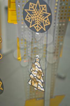 The details of the decoration of the shops before Christmas.