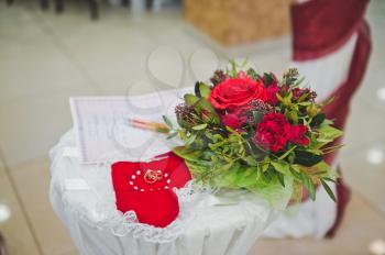 Beautiful colorful bouquet on the table.