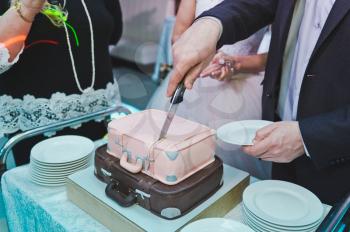 The couple shared a wedding cake for the guests.