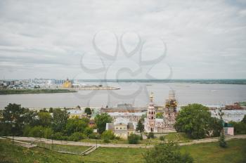 The view on the Strelka in Nizhny Novgorod.