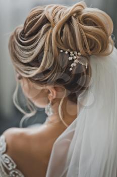 Close-up photo of the brides wedding hairstyle from behind.