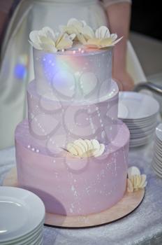 Wedding cake pale lilac color.