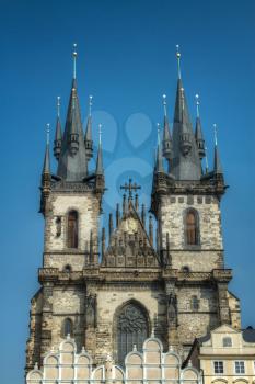 Tyn Church. stands in the center of the mystical samam Prague.