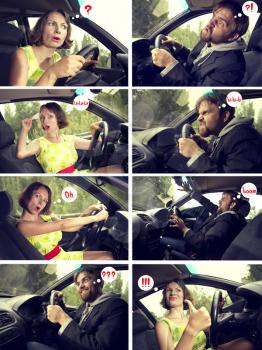   comics with humor about a man and a woman driver