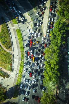 Urban transportation - rush hour traffic on a city roads.