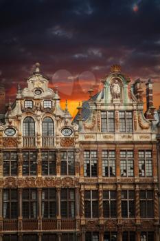Brussels Grand Place. The evening in the old city in Europe