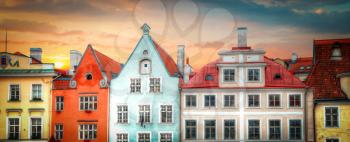 Old streets of European cities. Cozy cottages. Tallinn the capital of Estonia on the Baltic Sea.