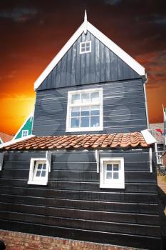 Traditional houses in Holland town Volendam, Netherlands