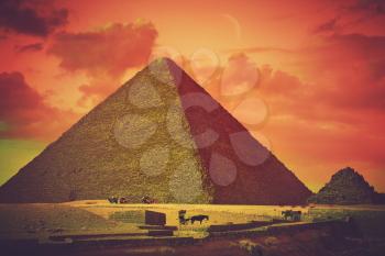 Image of the great pyramids of Giza, in Egypt. Infrared photography