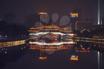 Anshun Bridge and the new development in Chengdu in southwest China
