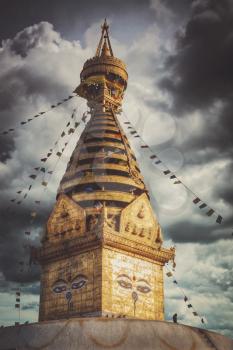 Evening view of Bodhnath stupa - Kathmandu - Nepal