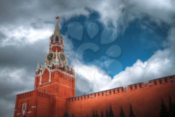 Red square is the main symbol of Russia. Moscow. Clouds in the form of heart