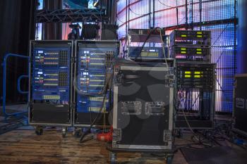 sound equipment at the concert. television shooting