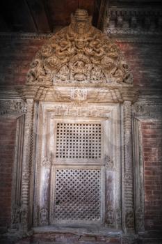 ancient doors of Nepal carved from stone and wood