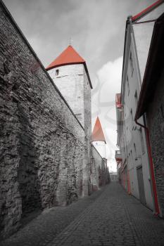 picturesque and very beautiful  photos of Tallinn. black and red and white photo