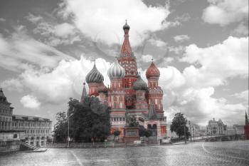 St. Basil's Cathedral.Moscow. black and red and white photo