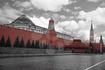 Kremlin. Russian Federation. black and red and white photo
