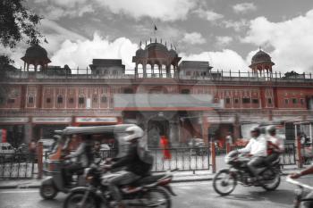 Jaipur - a city in India, Rajasthan. black and red and white photo