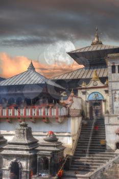Pashupatinath temple complex of Hinduism, located on the Bagmati River, Kathmandu, Nepal.