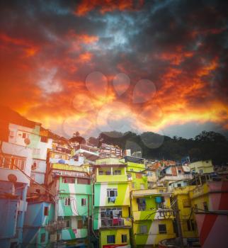 Rio de Janeiro downtown and favela.  Brazil