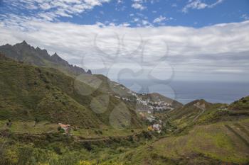 Mountain landscape on tropical island Tenerife, Canary in Spain. 