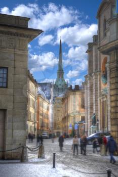 Stockholm. Old city. narrow streets and trees
