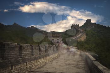great Chinese wall in the mountains near Beijing