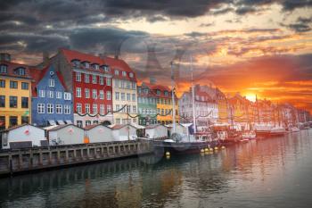 Nyhavn is the old harbor of Copenhagen. Denmark