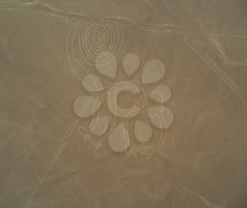 Mysterious Nazca lines on desert in Peru, South America