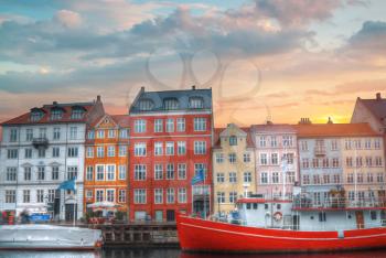 Nyhavn is the old harbor of Copenhagen. Denmark