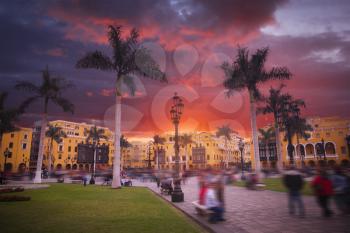 the central square of Lima. The capital of Peru.
