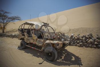 jeep in the desert. Ica, Peru