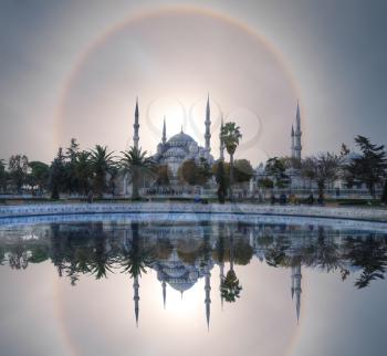 Halo over Blue Mosque is the city stambul. Turkey. Autumn.